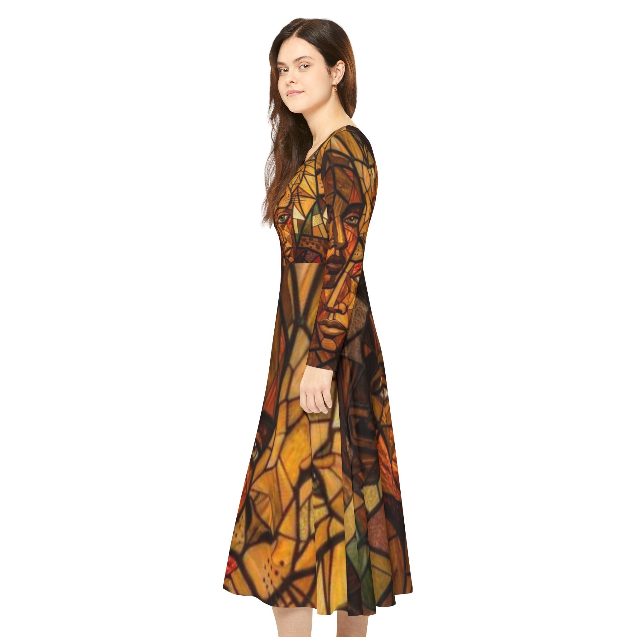 Women's African Theme dress | Long Sleeve Dress | "No More Stolen Sisters" Series #mmiwg Collection