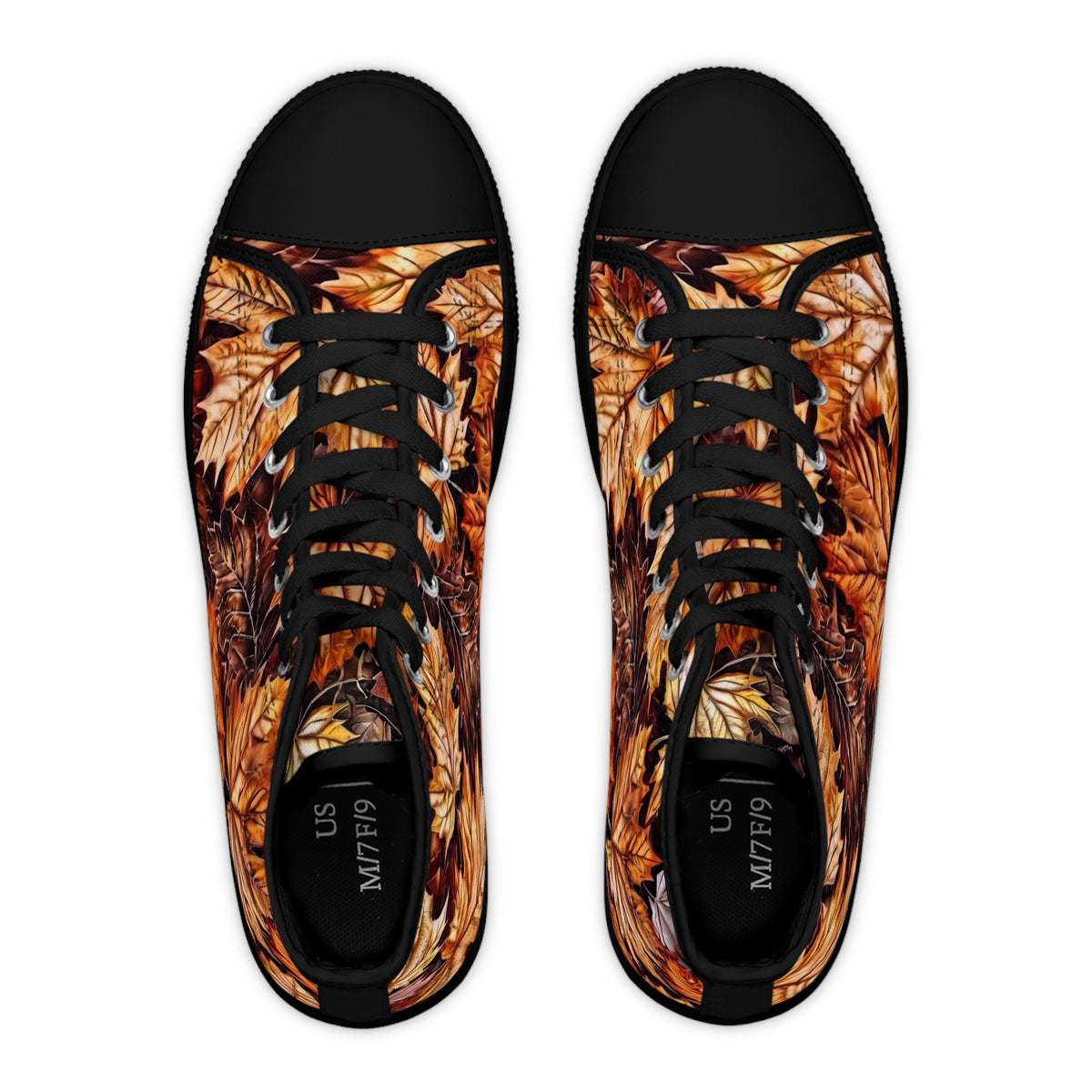 Sneakers alte da donna con foglie d'acero autunnali | Motivo foglie autunnali