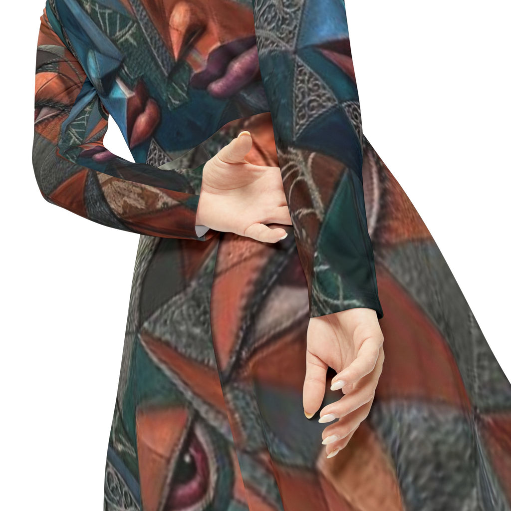 Abstract Dress | Geometric Long Sleeve Dress  |  "No More Stolen Sisters" Series #mmiwg
