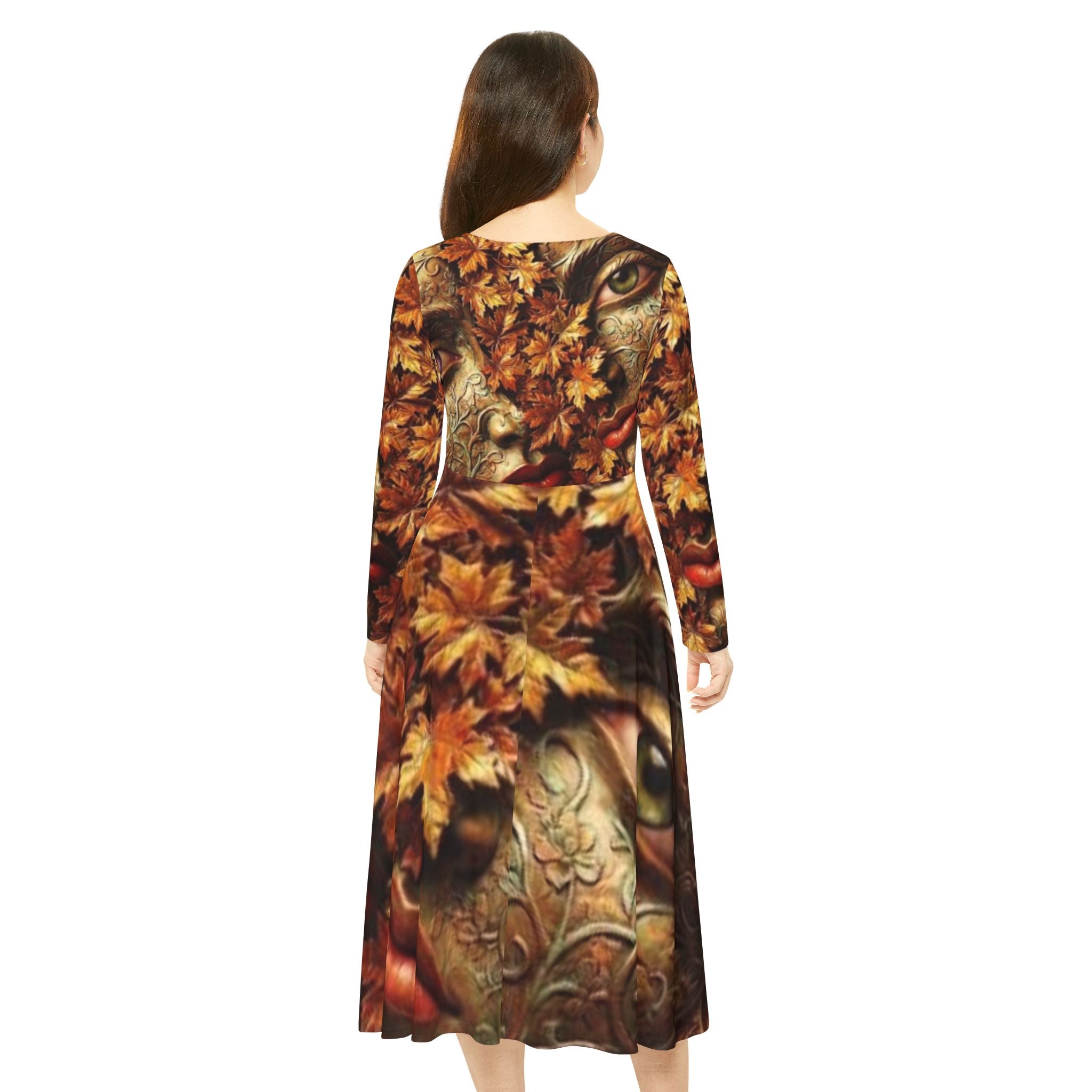 Autumn Masquerade Long Sleeve Dress —  "No More Stolen Sisters!" #mmiwg Collection