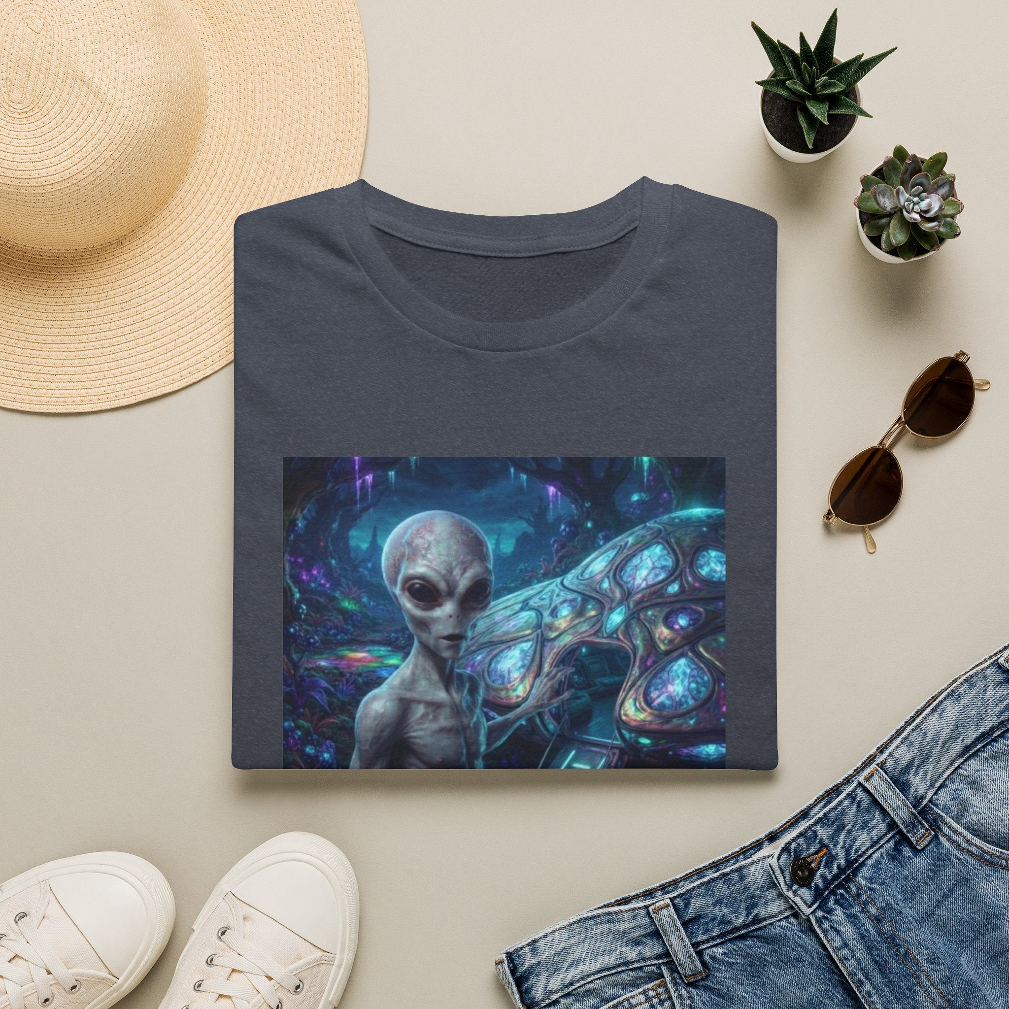 Alien Encounter T‑Shirt — Galactic Grey Extraterrestrial Art Tee