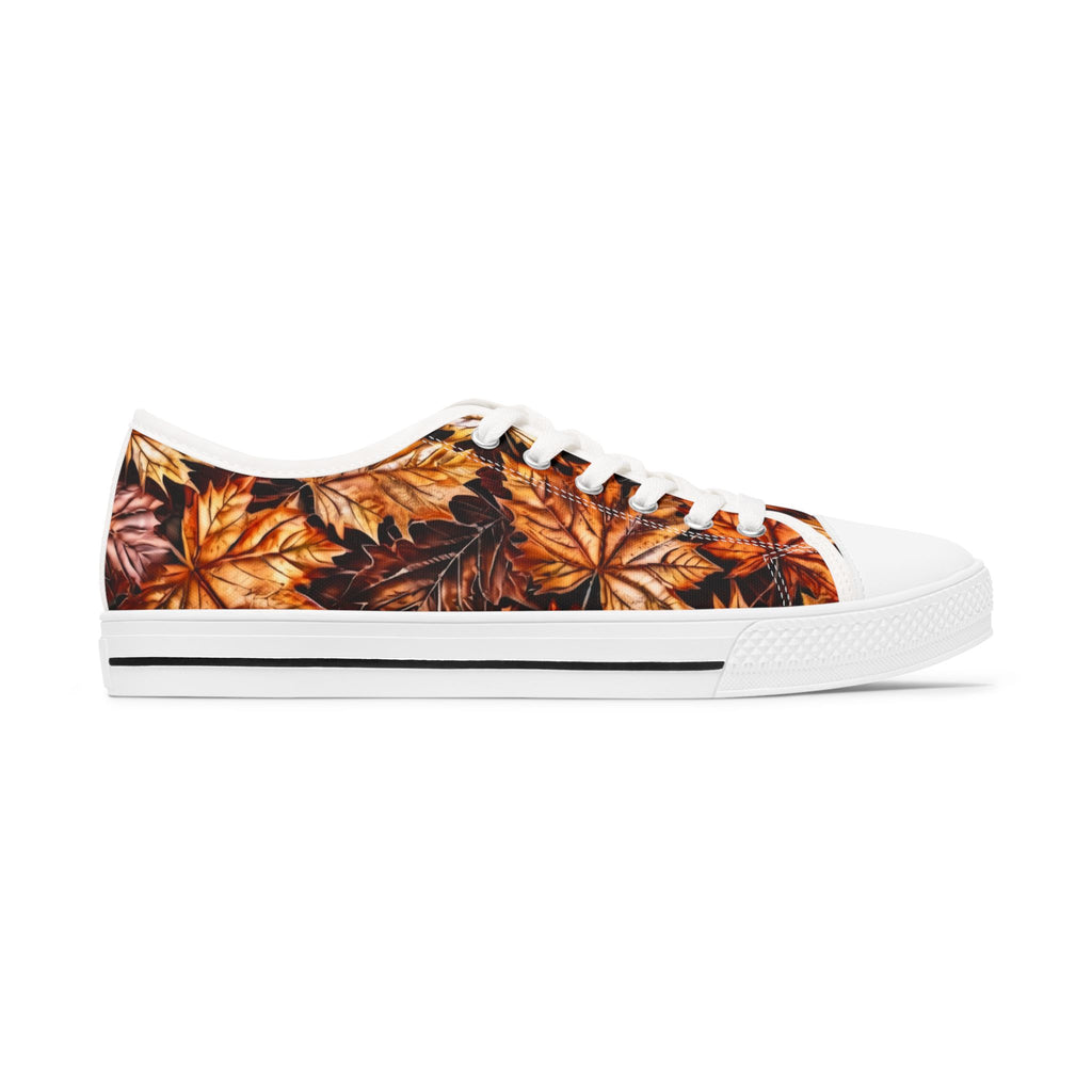 Low Top Sneakers - Autumn Leaves Pattern Women’s Casual Canvas Shoes