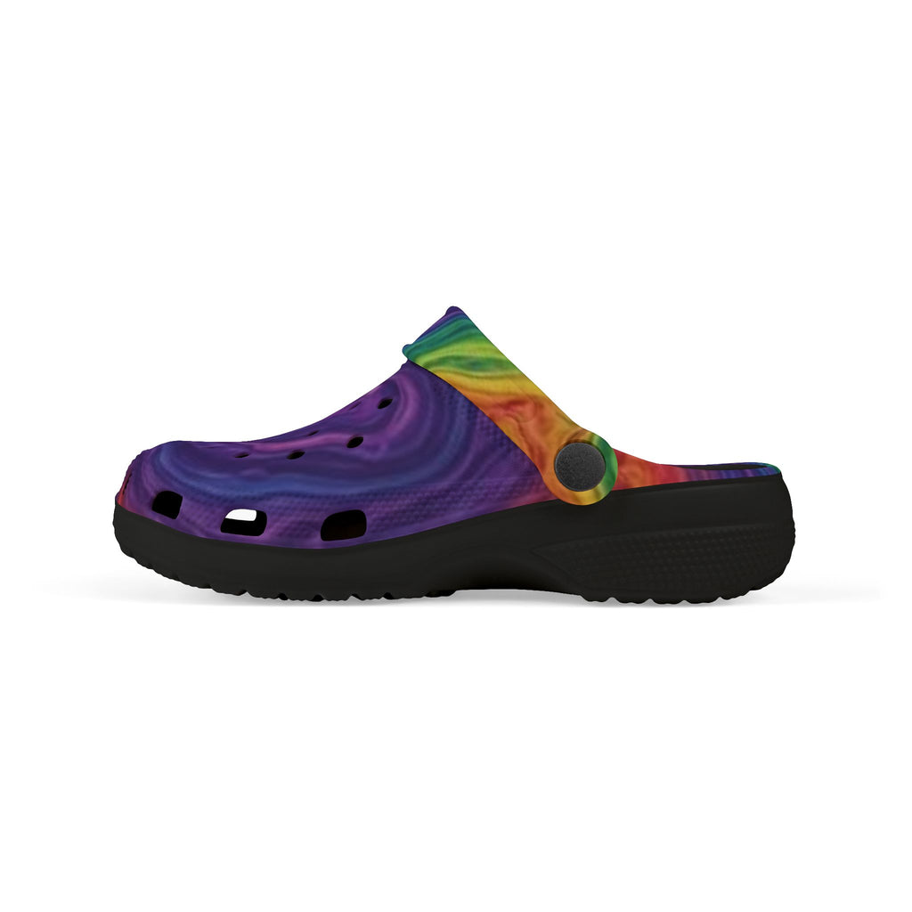 Kids Rainbow Swirl Foam Clogs — Colorful Tie-Dye EVA Slip-Ons