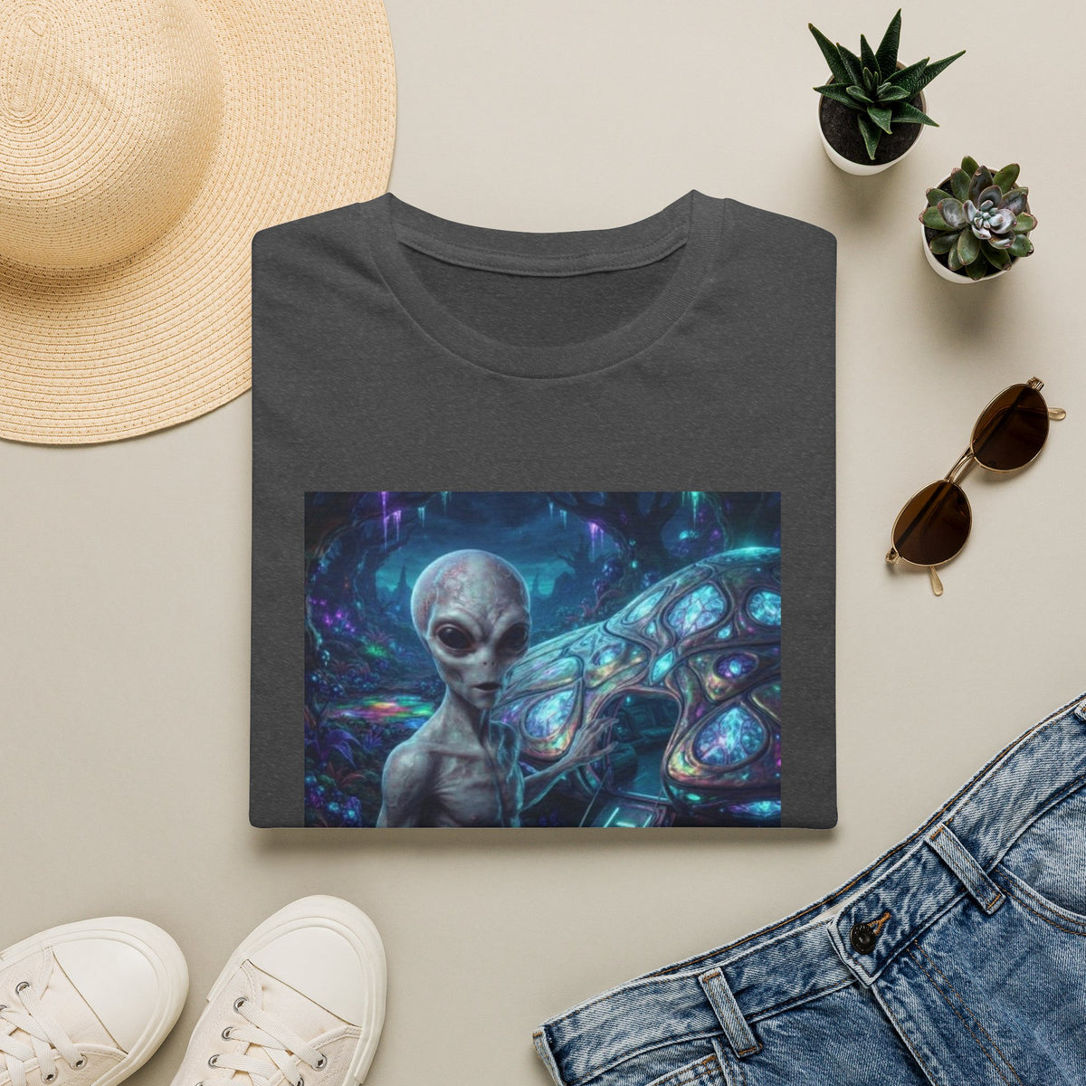 Alien Encounter T‑Shirt — Galactic Grey Extraterrestrial Art Tee