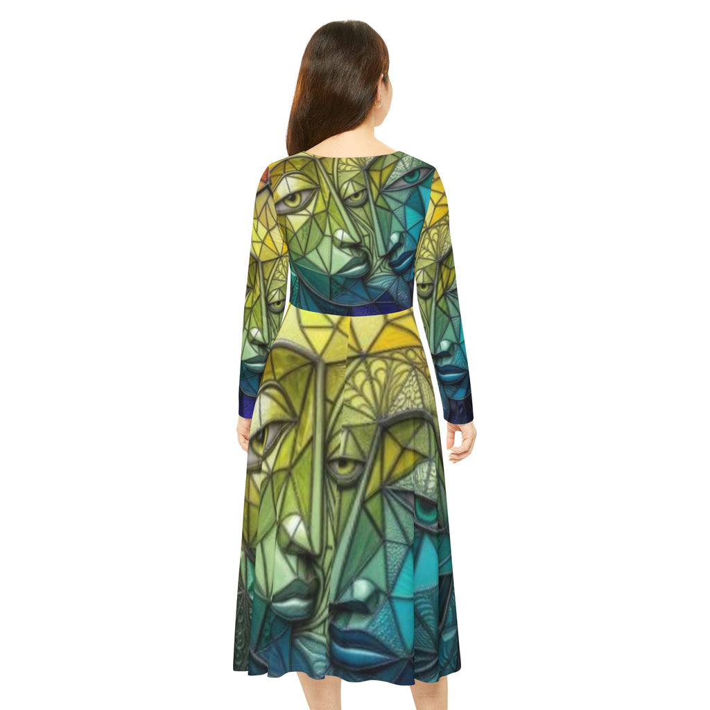 Robe de danse à manches longues à imprimé géométrique | Mosaïque abstraite | Série "No More Stolen Sisters" #mmiwg