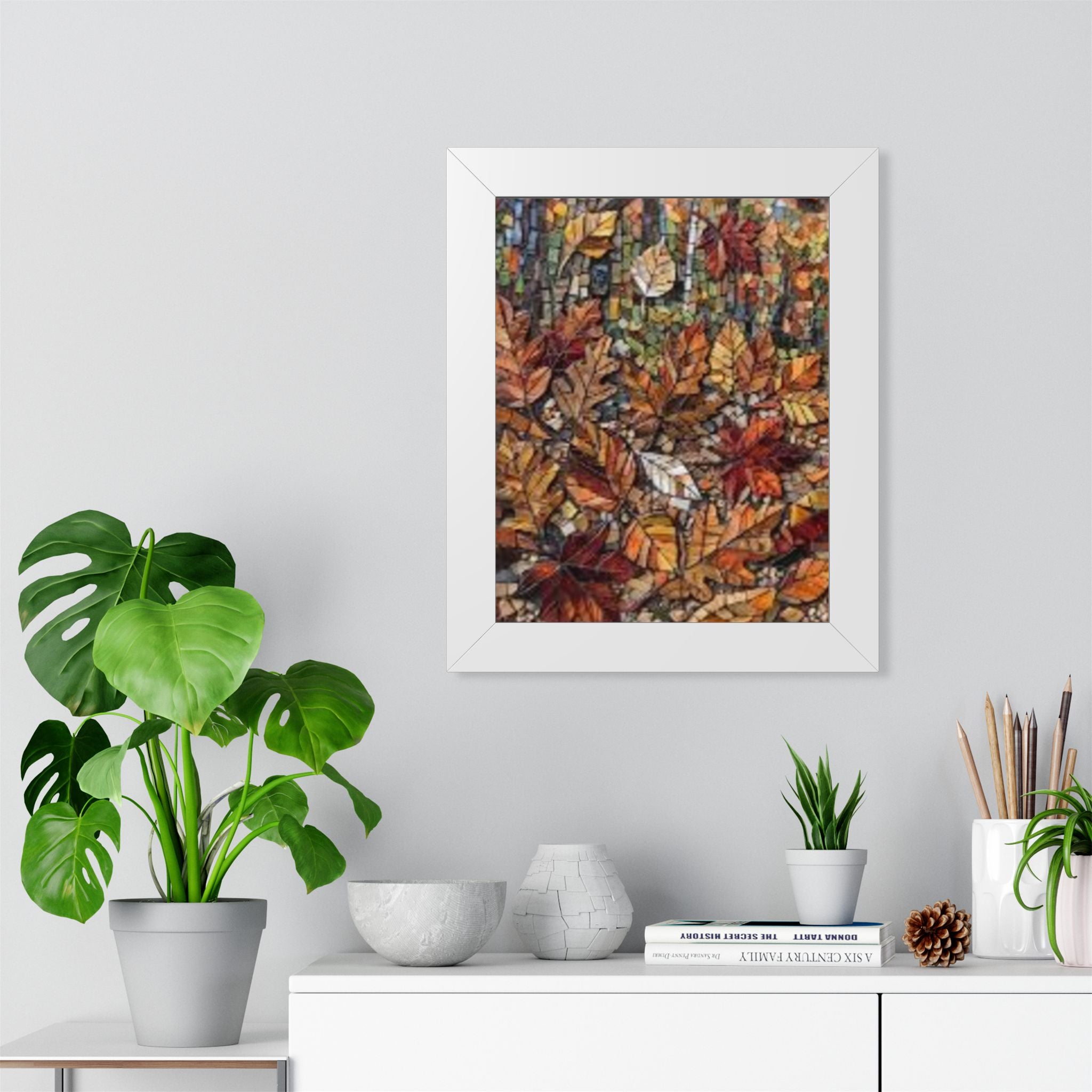 Póster Enmarcado – Mosaico de Hojas de Otoño para Pared