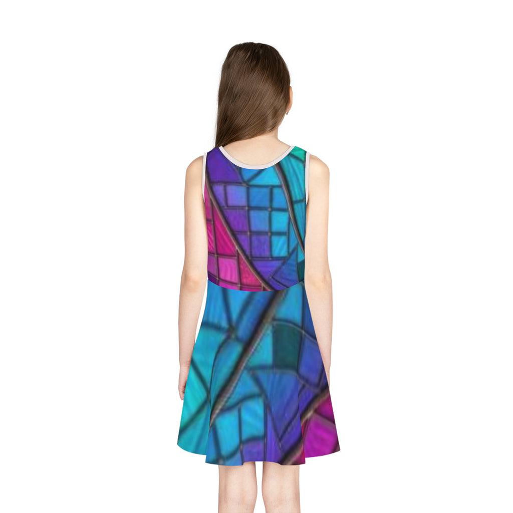 Mosaic Girls' Sundress | Colorful Geometric Tank Dress| No More Stolen Sisters Series #mmiwg