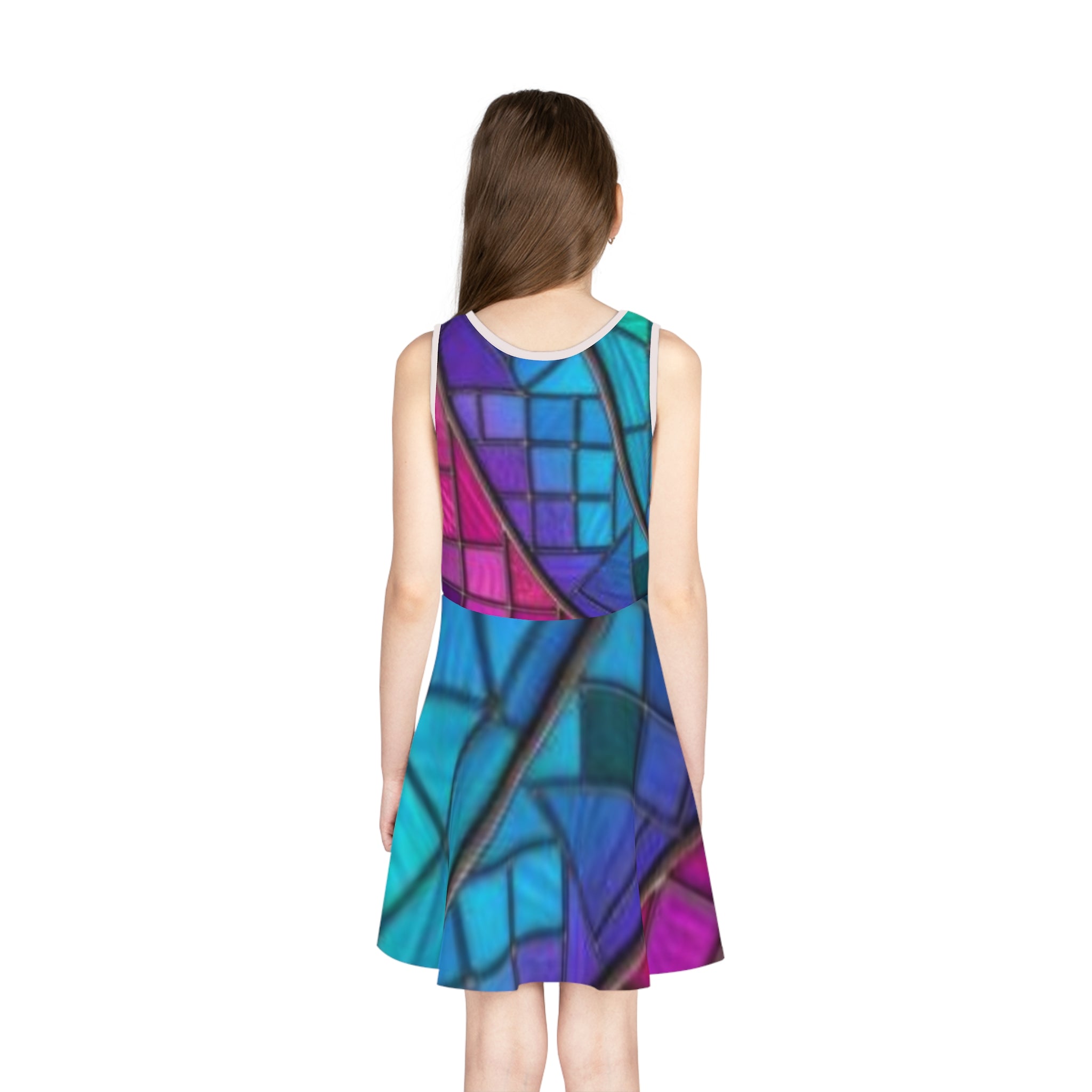 Mosaic Girls' Sundress | Colorful Geometric Tank Dress| No More Stolen Sisters Series #mmiwg