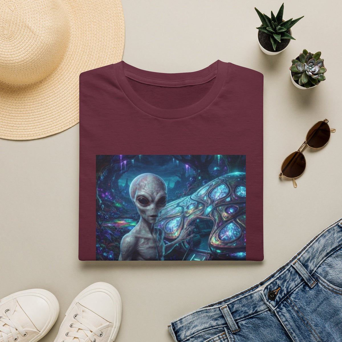 Alien Encounter T‑Shirt — Galactic Grey Extraterrestrial Art Tee