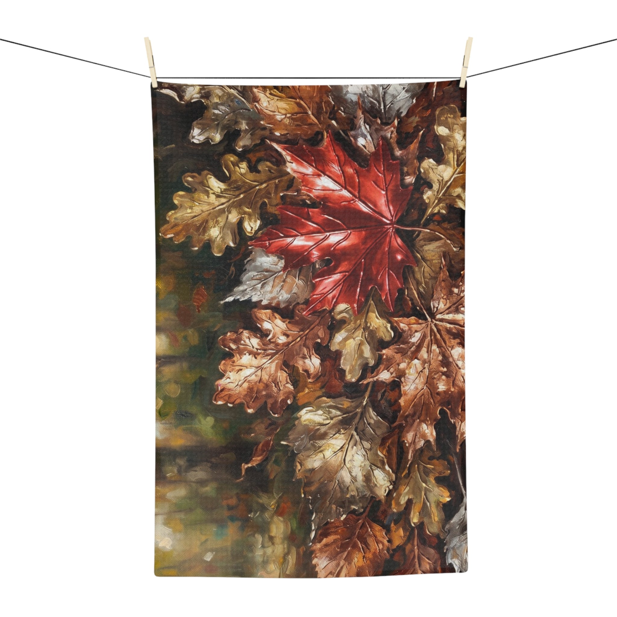Autumn Leaves Microfiber Tea Towel — Rustic Fall Kitchen Decor