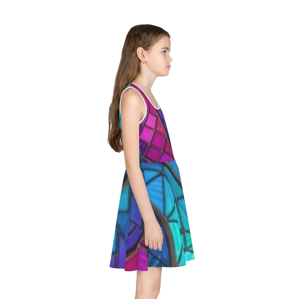 Mosaic Girls' Sundress | Colorful Geometric Tank Dress| No More Stolen Sisters Series #mmiwg