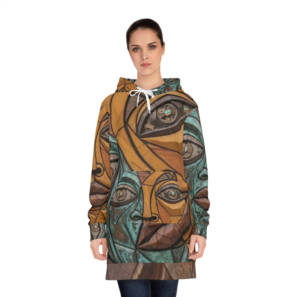 Geometric Mosaic Face Hoodie Dress | No More Stolen Sisters Series #mmiwg