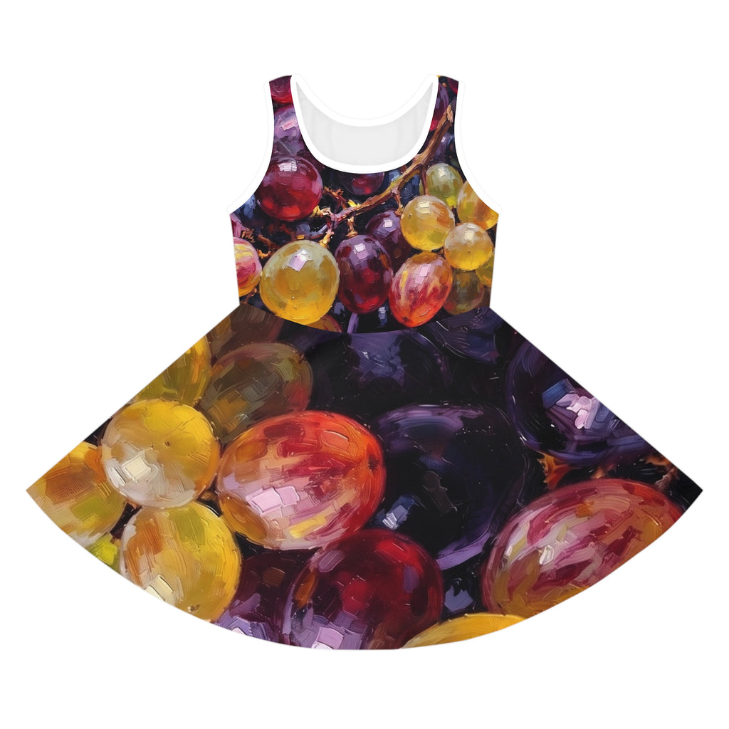 Girls Sundress Grape Print AOP Summer Dress -Bare Good Fruit Dress "No More Stolen Sisters!" #mmiwg Collection