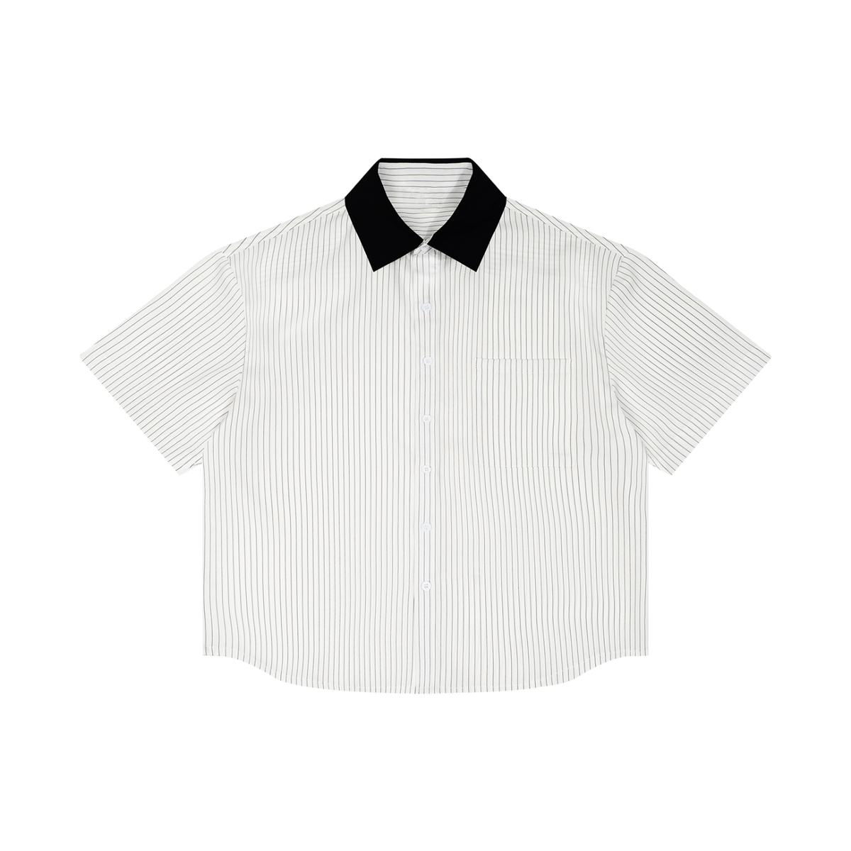 Camicia unisex a righe dal taglio boxy con colletto a contrasto