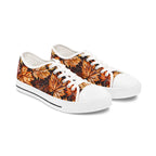 Women’s low top sneakers with autumn leaves pattern, casual canvas shoes by Printify, featuring a comfortable slip-on design.