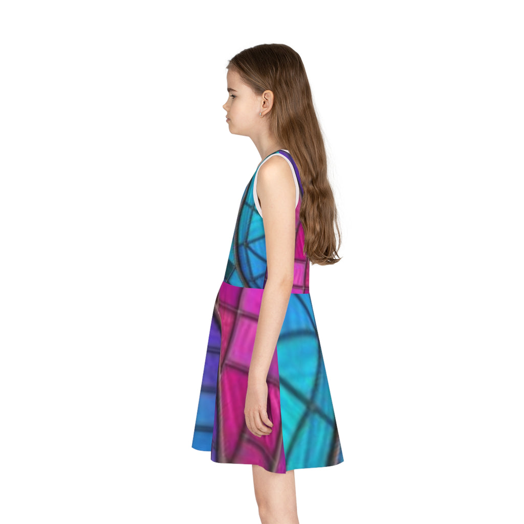 Mosaic Girls' Sundress | Colorful Geometric Tank Dress| No More Stolen Sisters Series #mmiwg