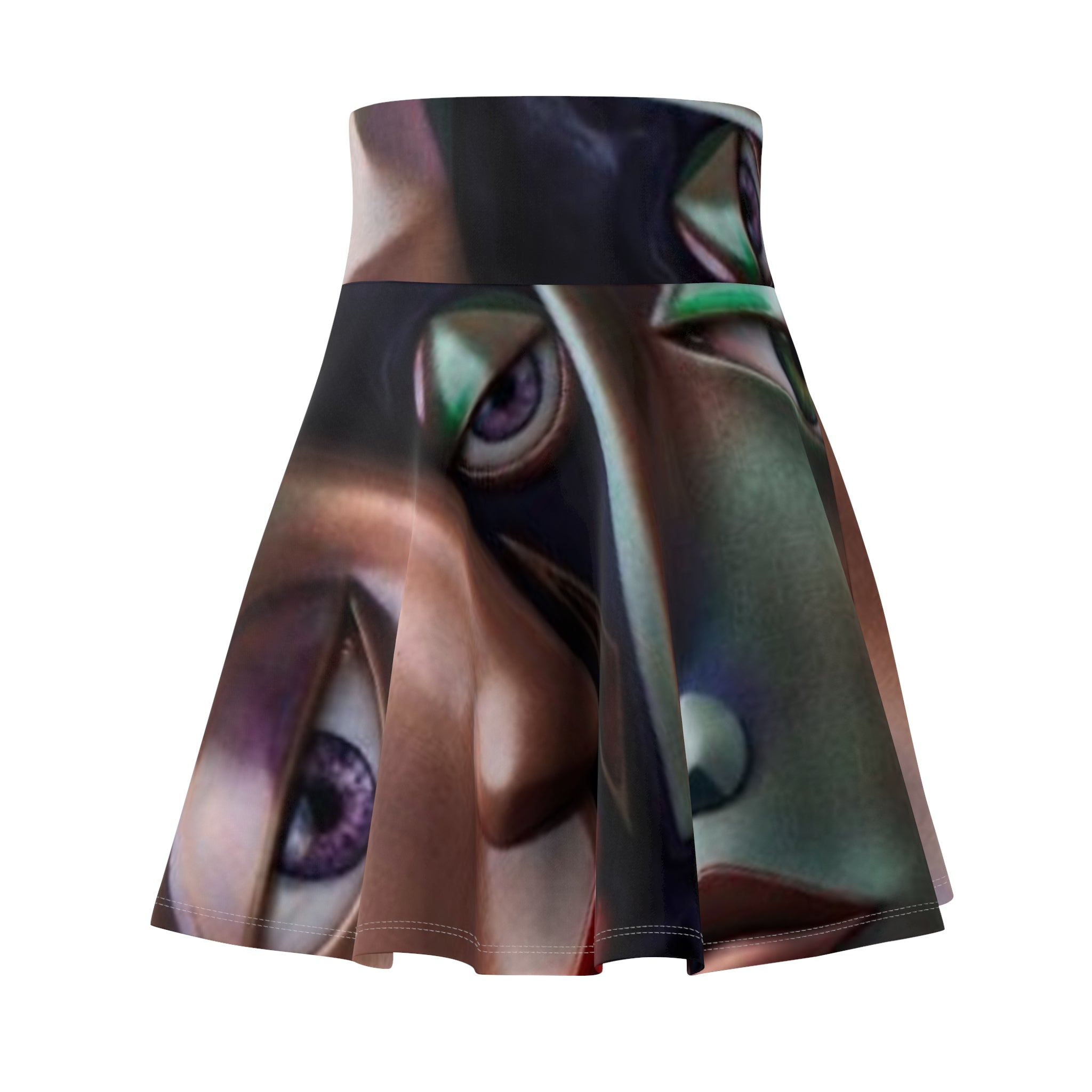 Abstract Surreal Face Skater Skirt — "No More Stolen Sisters!" Collection