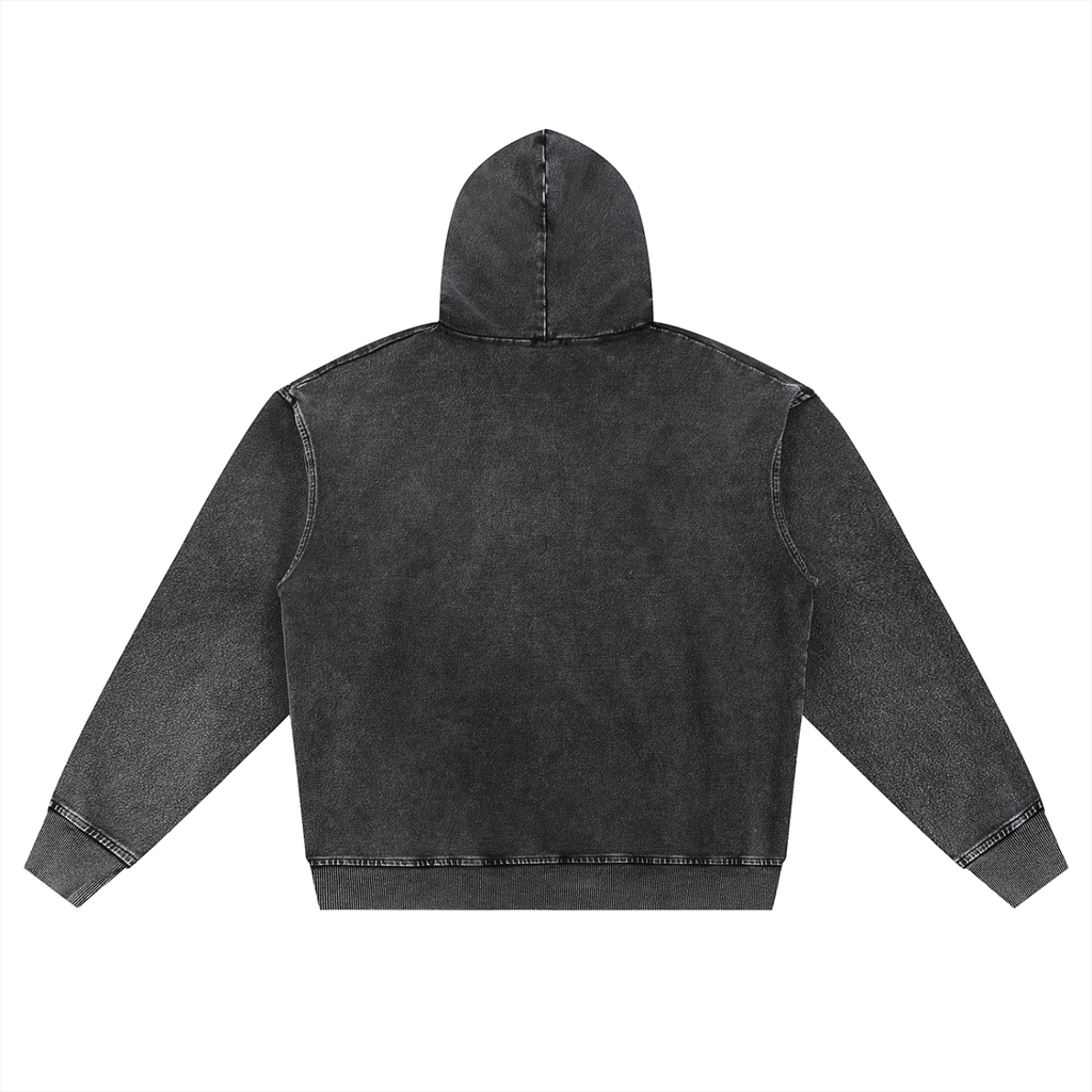 Felpa con cappuccio oversize con zip e lavaggio effetto neve