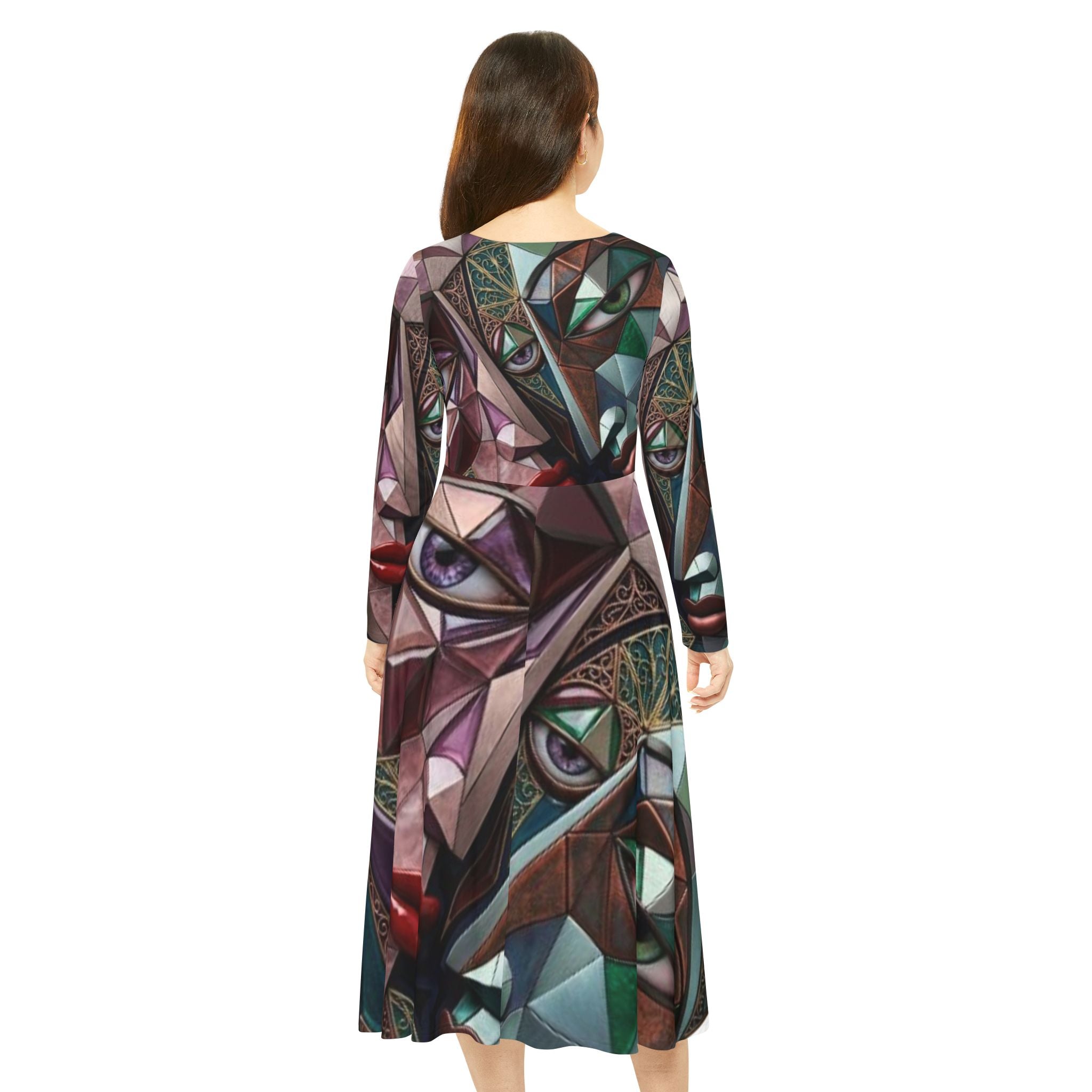 Abstract Geometric Dress Long Sleeve  |  "No More Stolen Sisters" Series #mmiwg