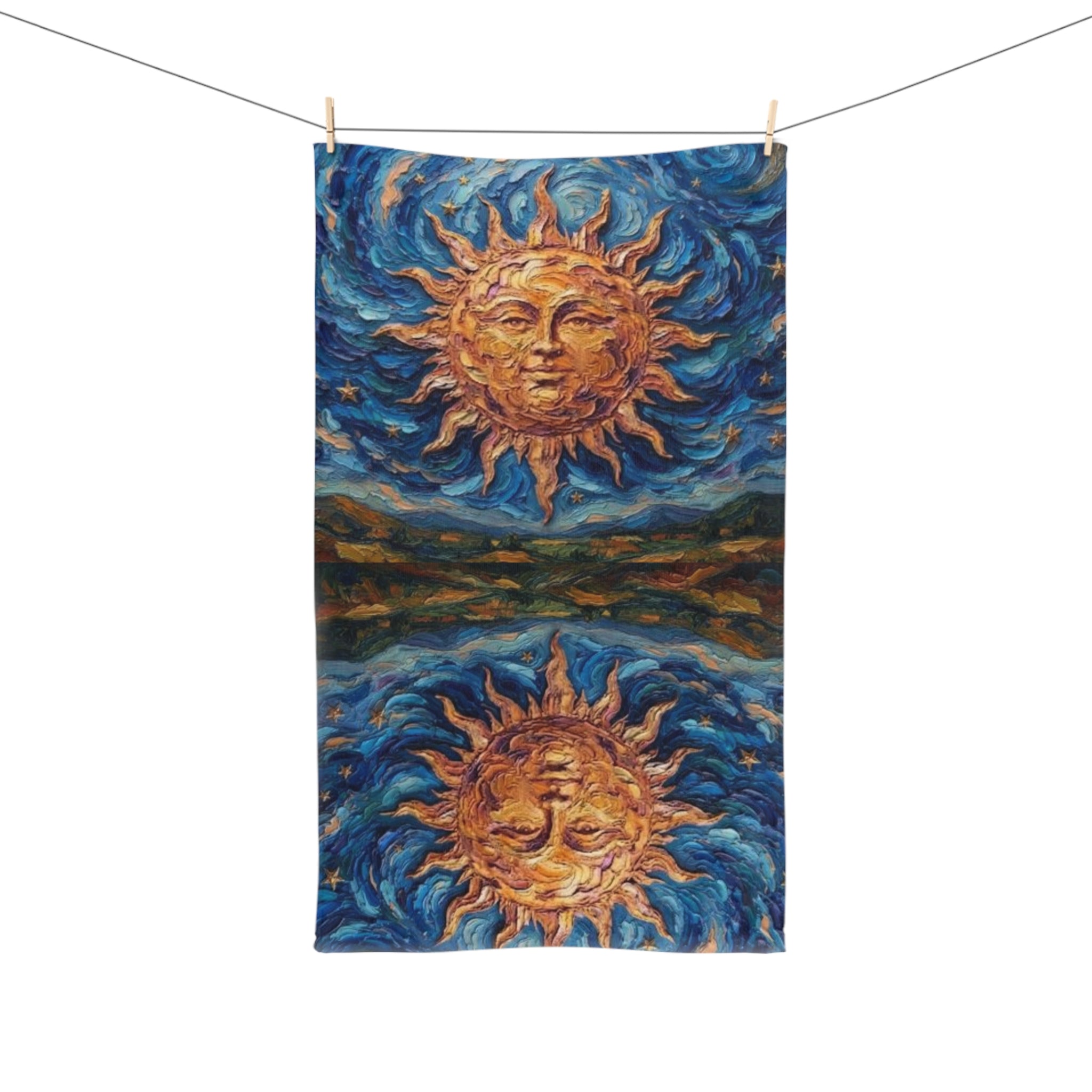 Sun and Reflection Hand Towel — Bohemian Celestial Kitchen/Beach Towel