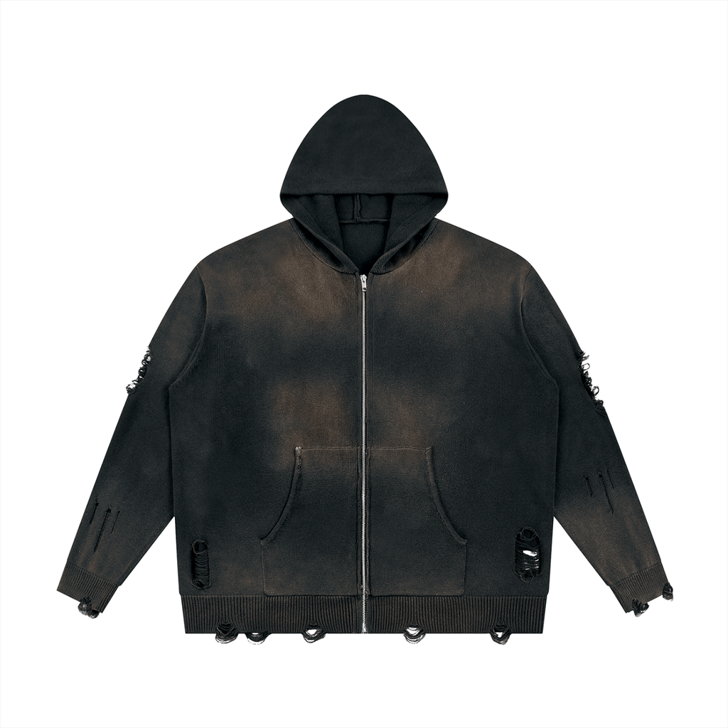 Maglione unisex effetto vissuto con zip intera