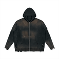 Maglione unisex effetto vissuto con zip intera