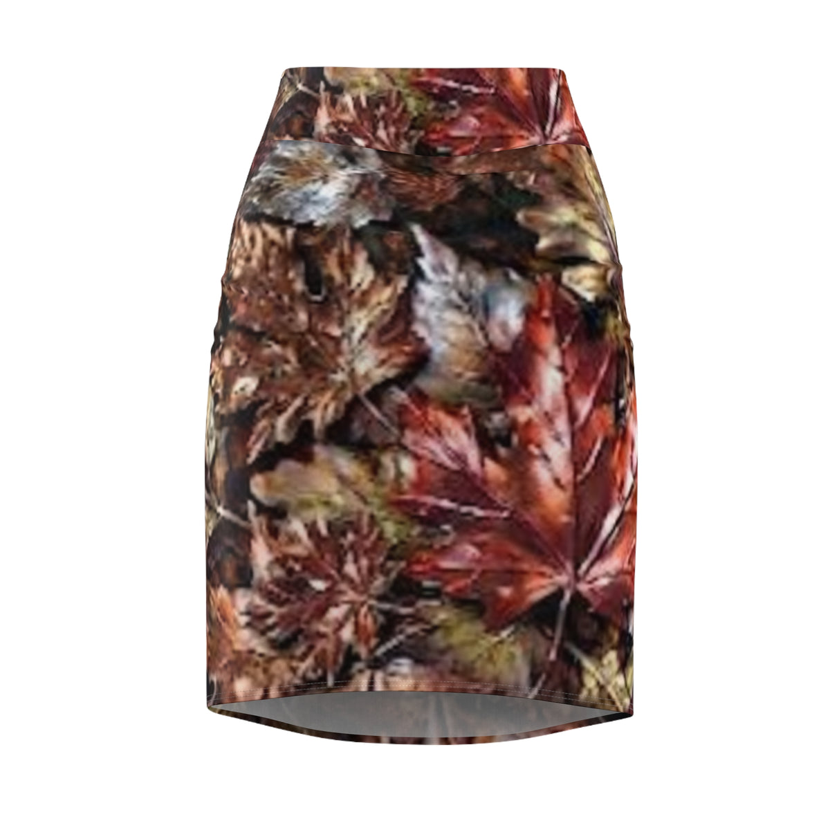 Autumn Leaves Pencil Skirt — Fall Colors Golden Leaf Print -  "No More Stolen Sisters!" #mmiwg Collection