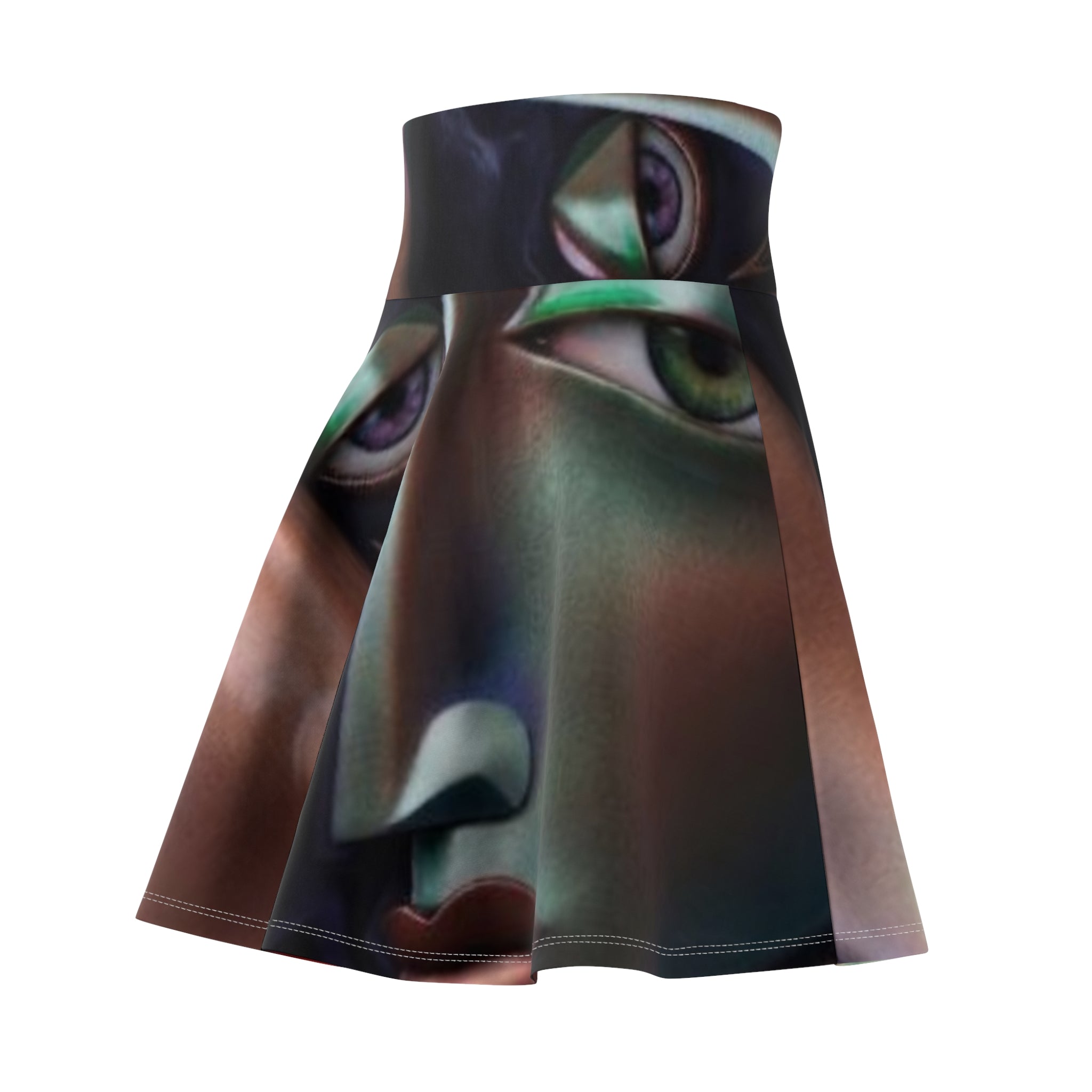 Abstract Surreal Face Skater Skirt — "No More Stolen Sisters!" Collection