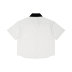 Camicia unisex a righe dal taglio boxy con colletto a contrasto