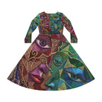 Abstract Mosaic Long Sleeve Dress | Colorful Artistic AOP Dancewear  |  "No More Stolen Sisters" Series #mmiwg