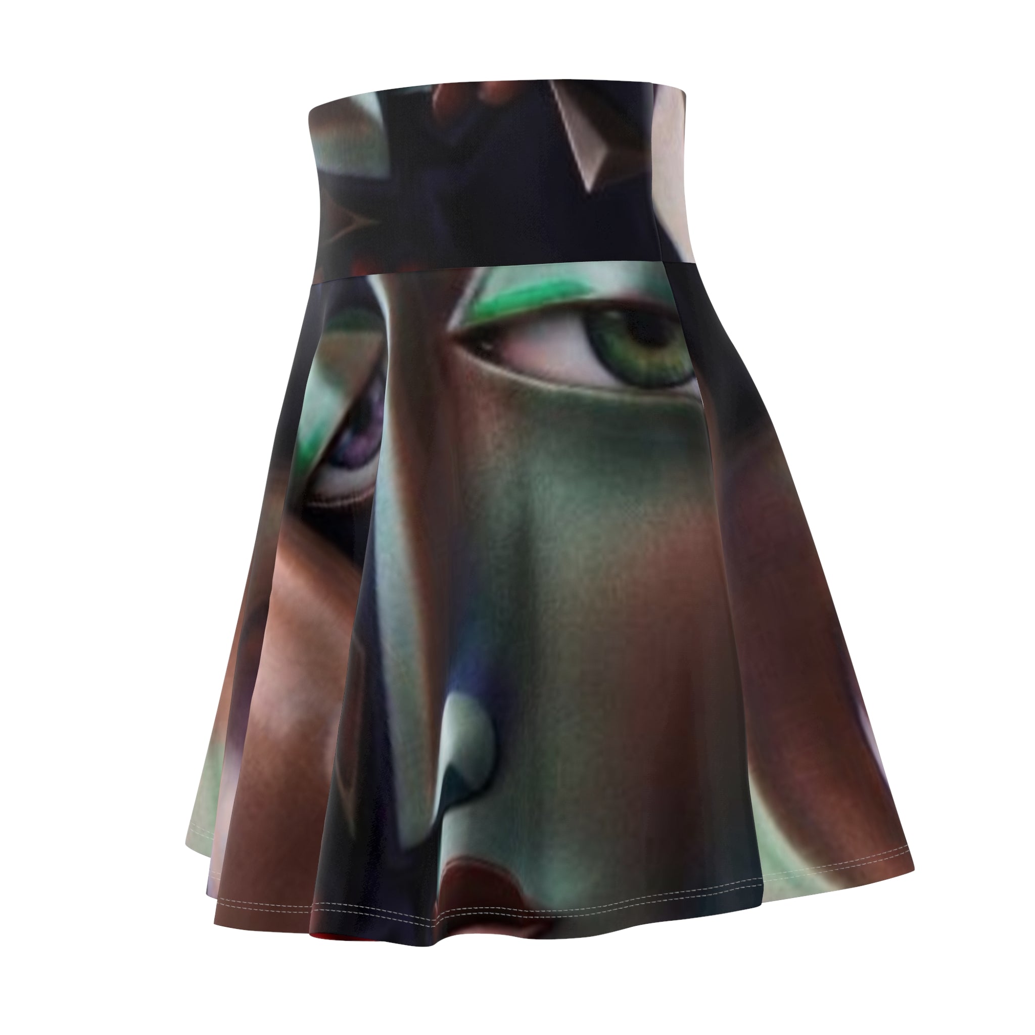 Abstract Surreal Face Skater Skirt — "No More Stolen Sisters!" Collection