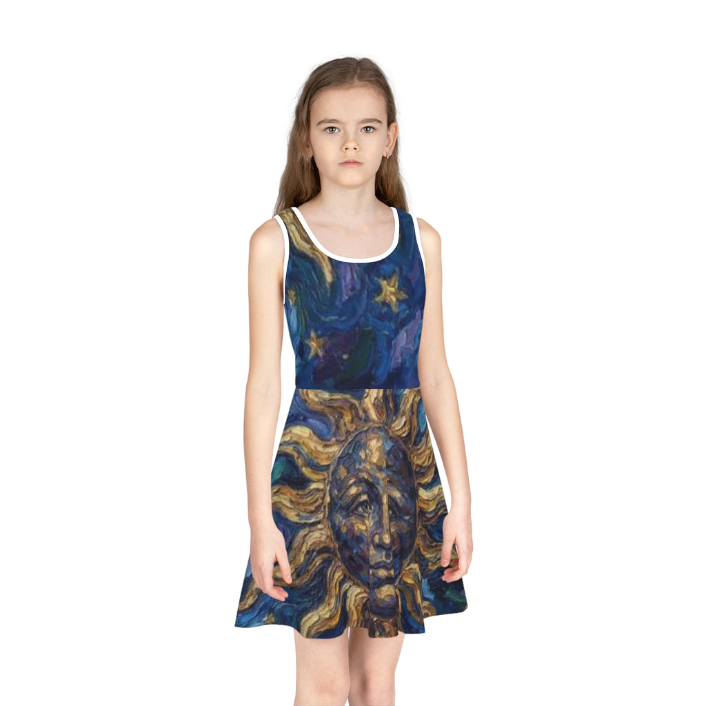 Sun & Stars Girls' Sundress — Celestial Moon - "No More Stolen Sisters!" #mmiwg Collection