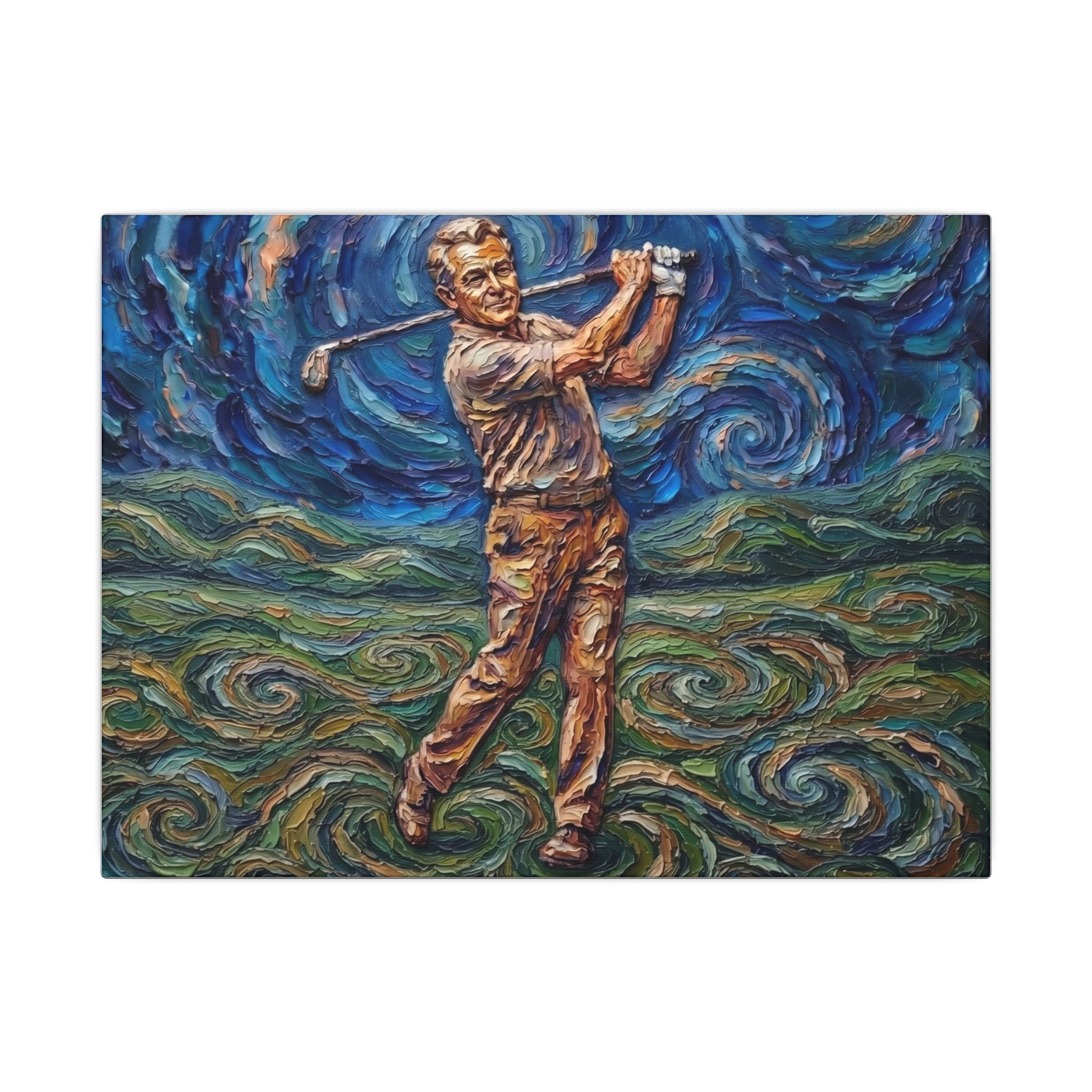 Golf Swing Matte Canvas Wall Art — Impressionist Golfer Painting