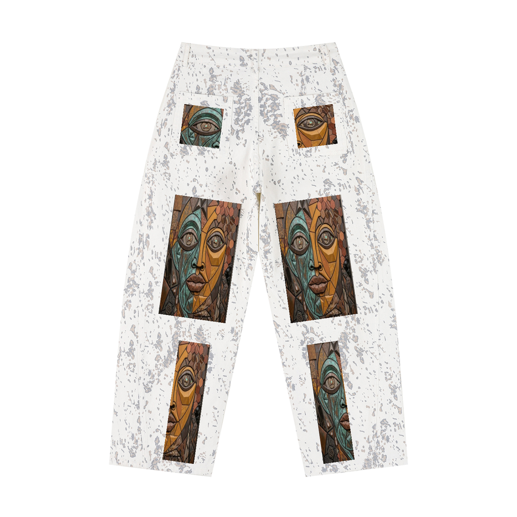 Women's Splatter Barrel Leg Jeans