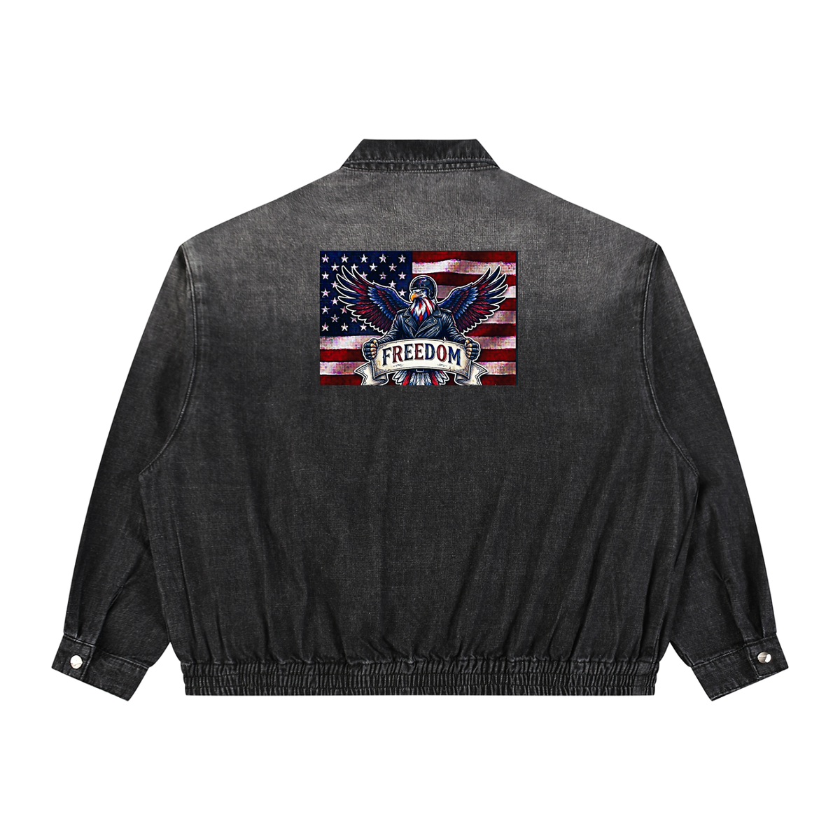 Unisex Vintage Wash Full-Zip Denim Jacket