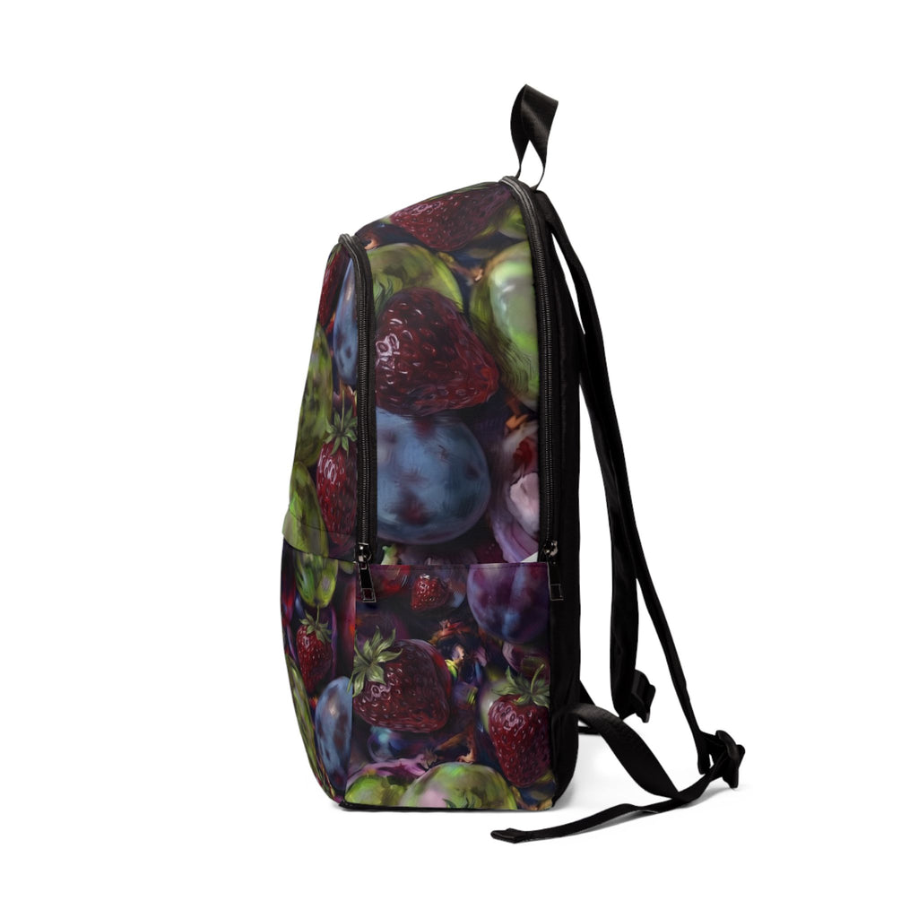 Sac à dos à motifs de fruits — Sac d'école coloré imprimé fraise et prune