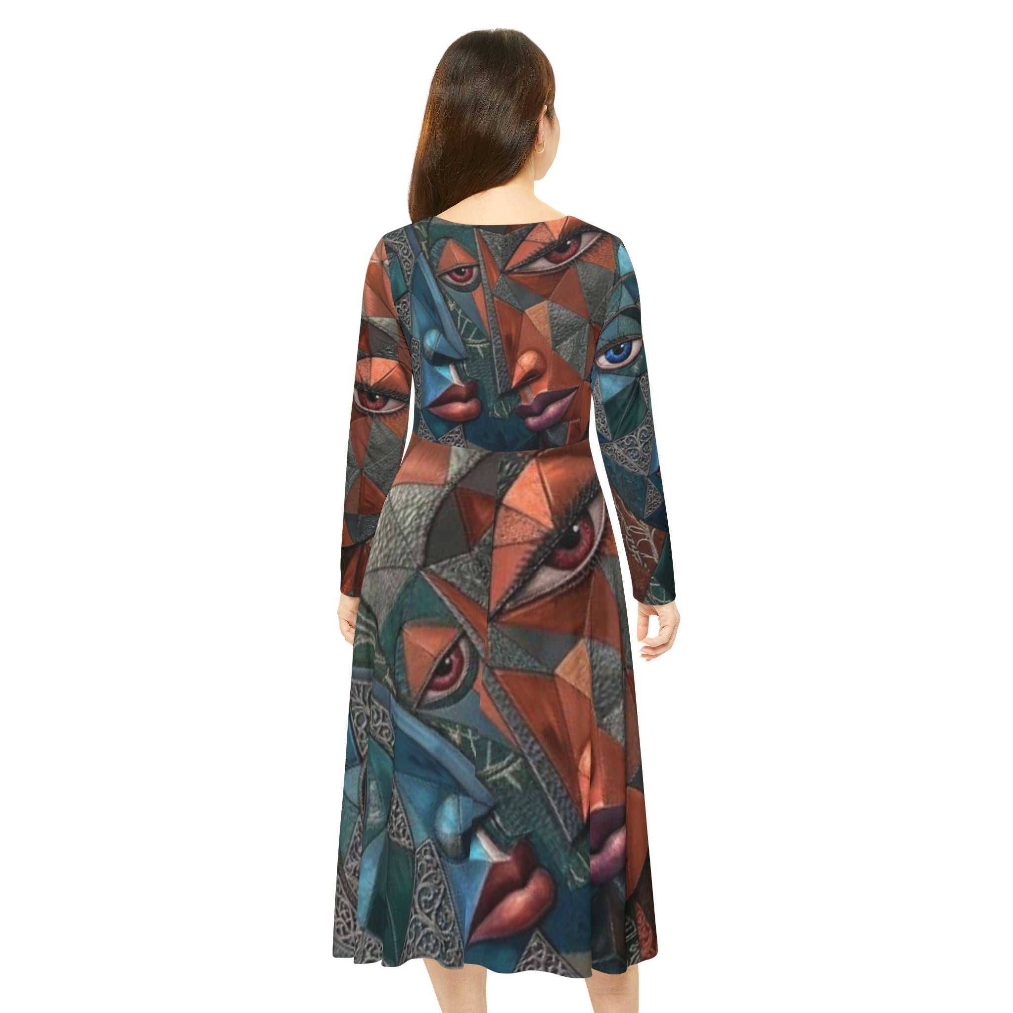 Abstract Dress | Geometric Long Sleeve Dress  |  "No More Stolen Sisters" Series #mmiwg