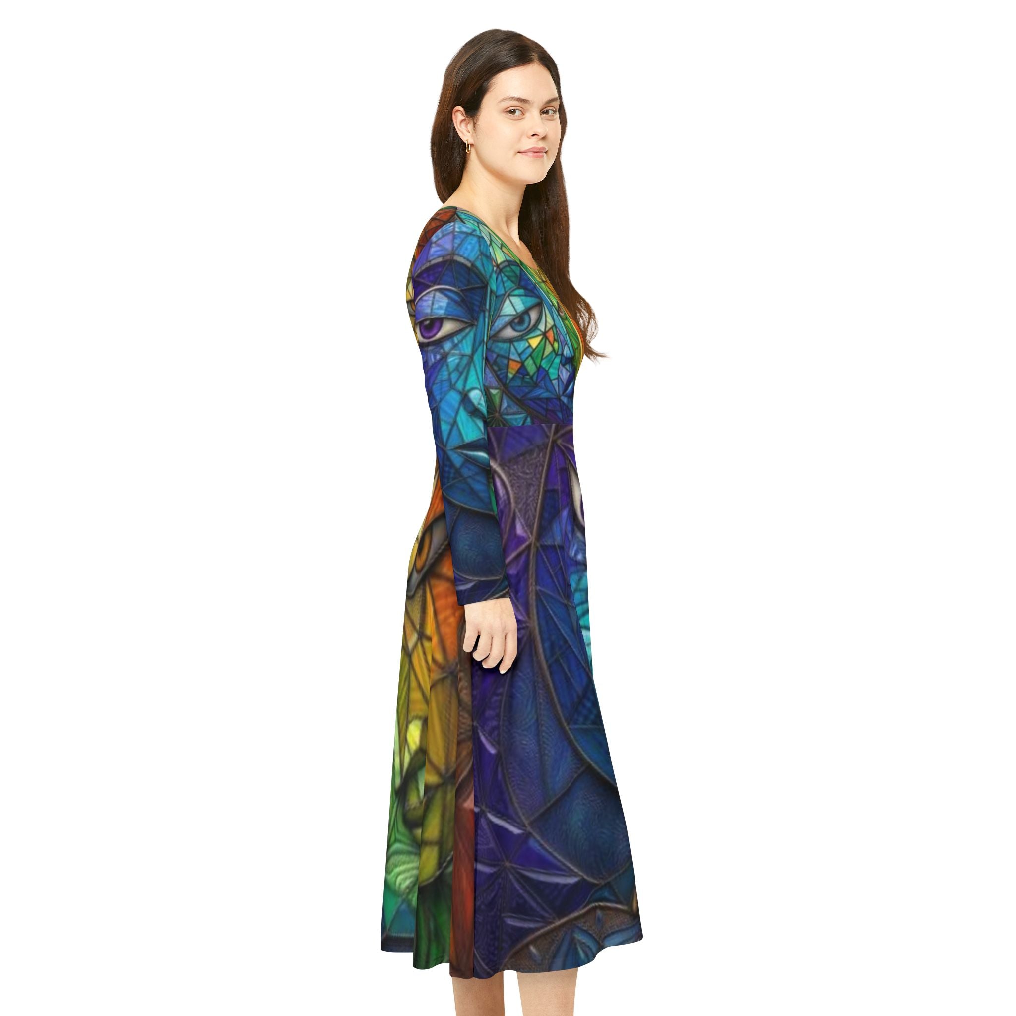 Abstract Long Sleeve Dress | Colorful Geometric Art design | No More Stolen Sisters Series