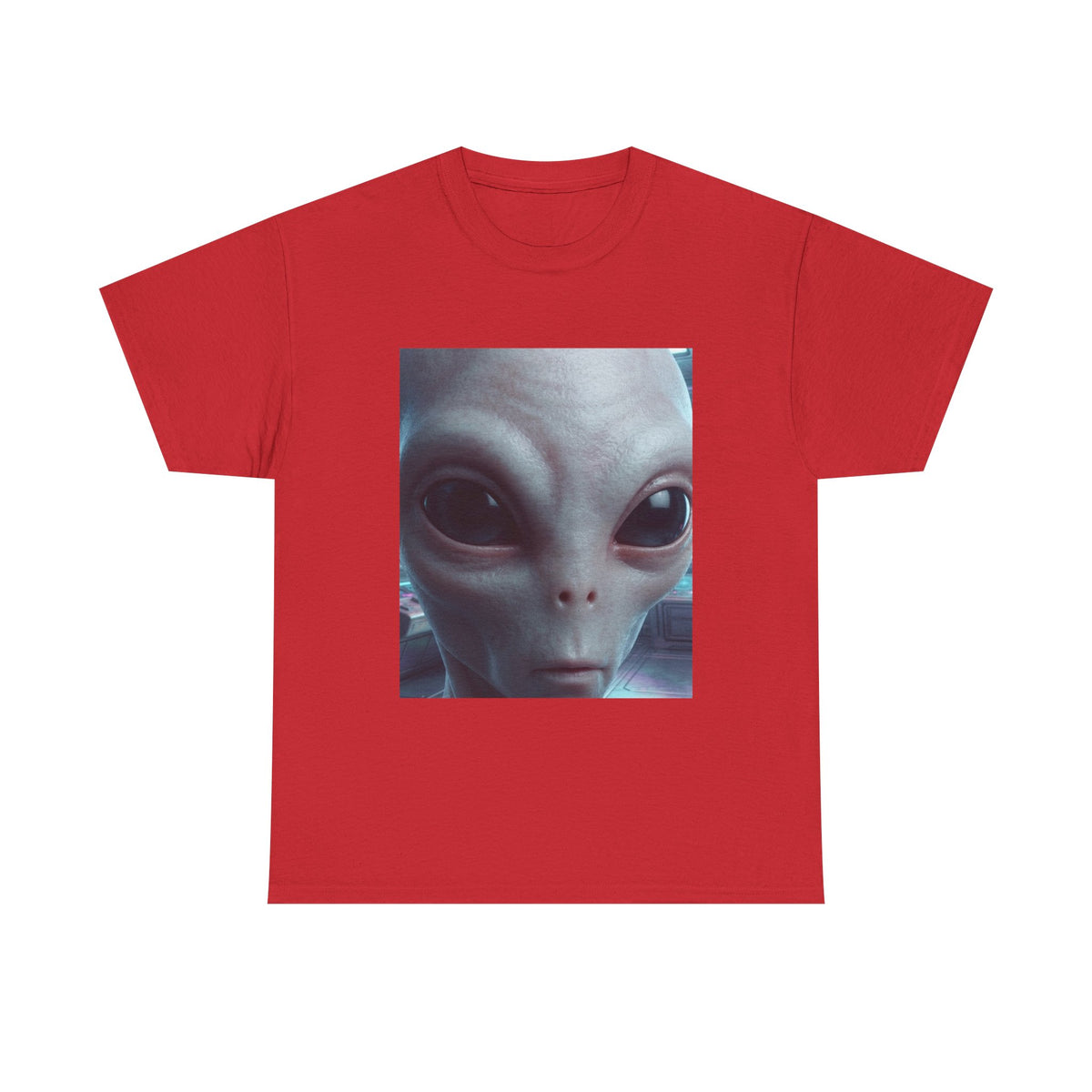 Alien Face Graphic Tee – Close-Up Extraterrestrial Portrait T-Shirt