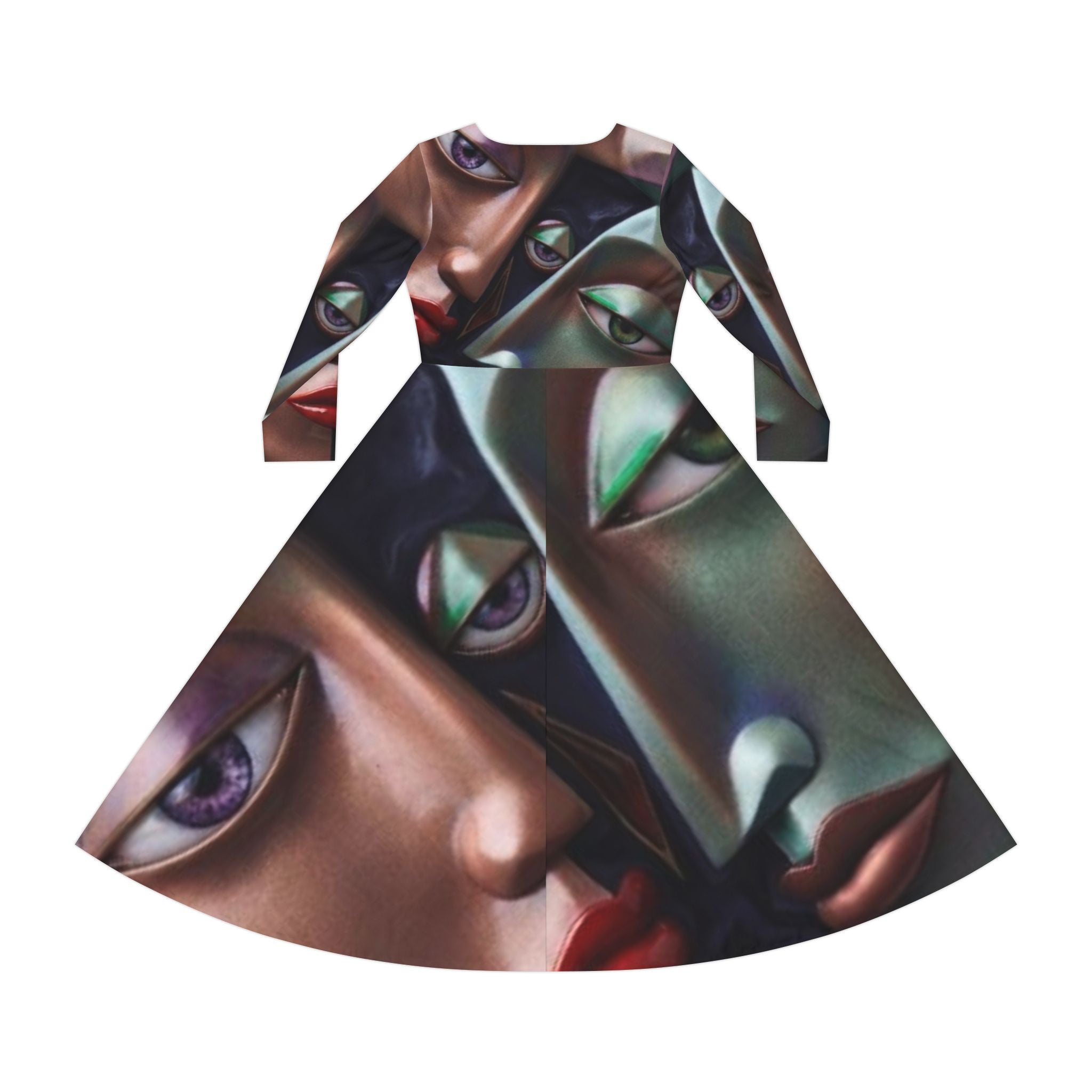 Abstract Faces Long Sleeve Skater Dress -"No More Stolen Sisters!" Collection