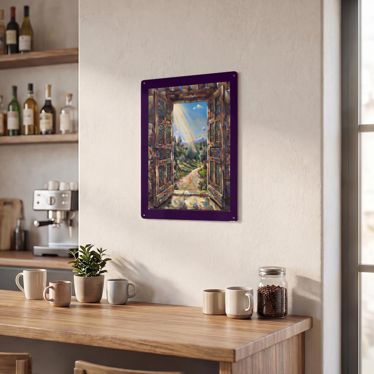 Light Through An Open Foor Thickened Rectangular Iron Wall Painting Printed in Canada
