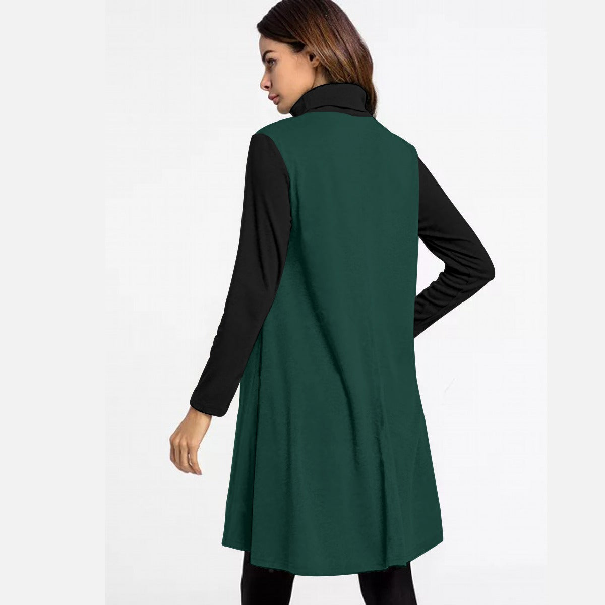 All-Over Print Women's High Neck Dress With Long Sleeve