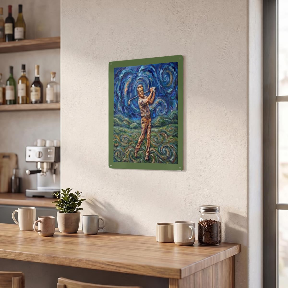 Golfer's Thickened Rectangular Iron Wall Painting Printed in Canada