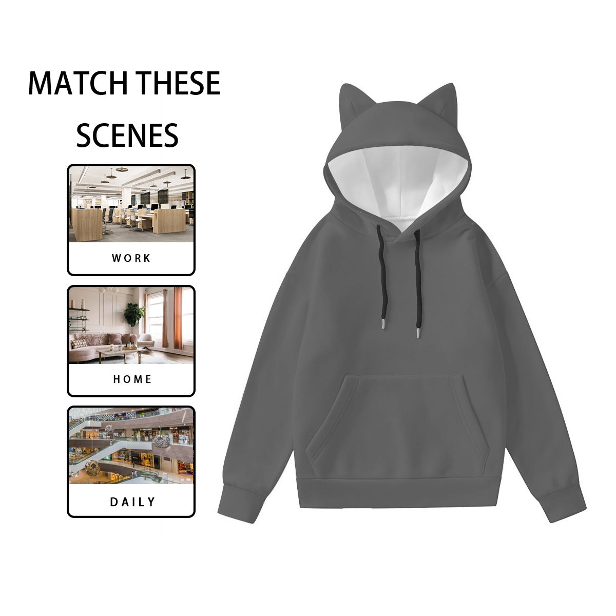 All-Over Print Women’s Hoodie With Decorative Ears