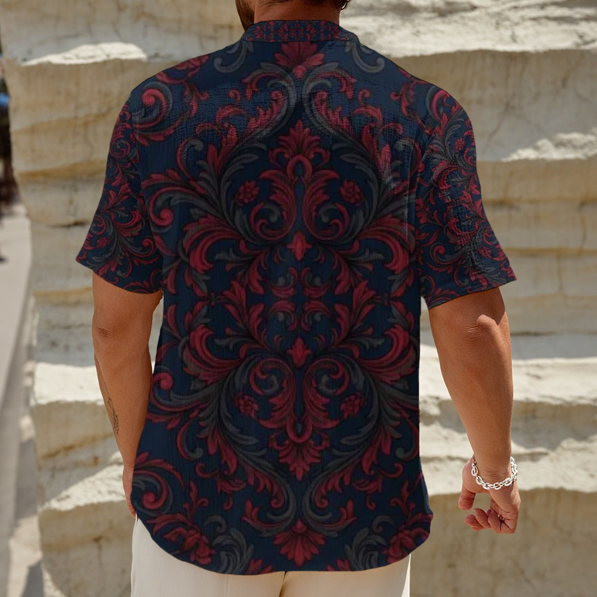 All-Over Print Men's Henley Polo Shirt