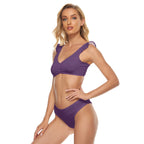 All-Over Print Women's Bikini Swimsuit With Ruffle Cuff Bra
