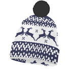 All-Over Print Knitted Hat With Pom-Pom