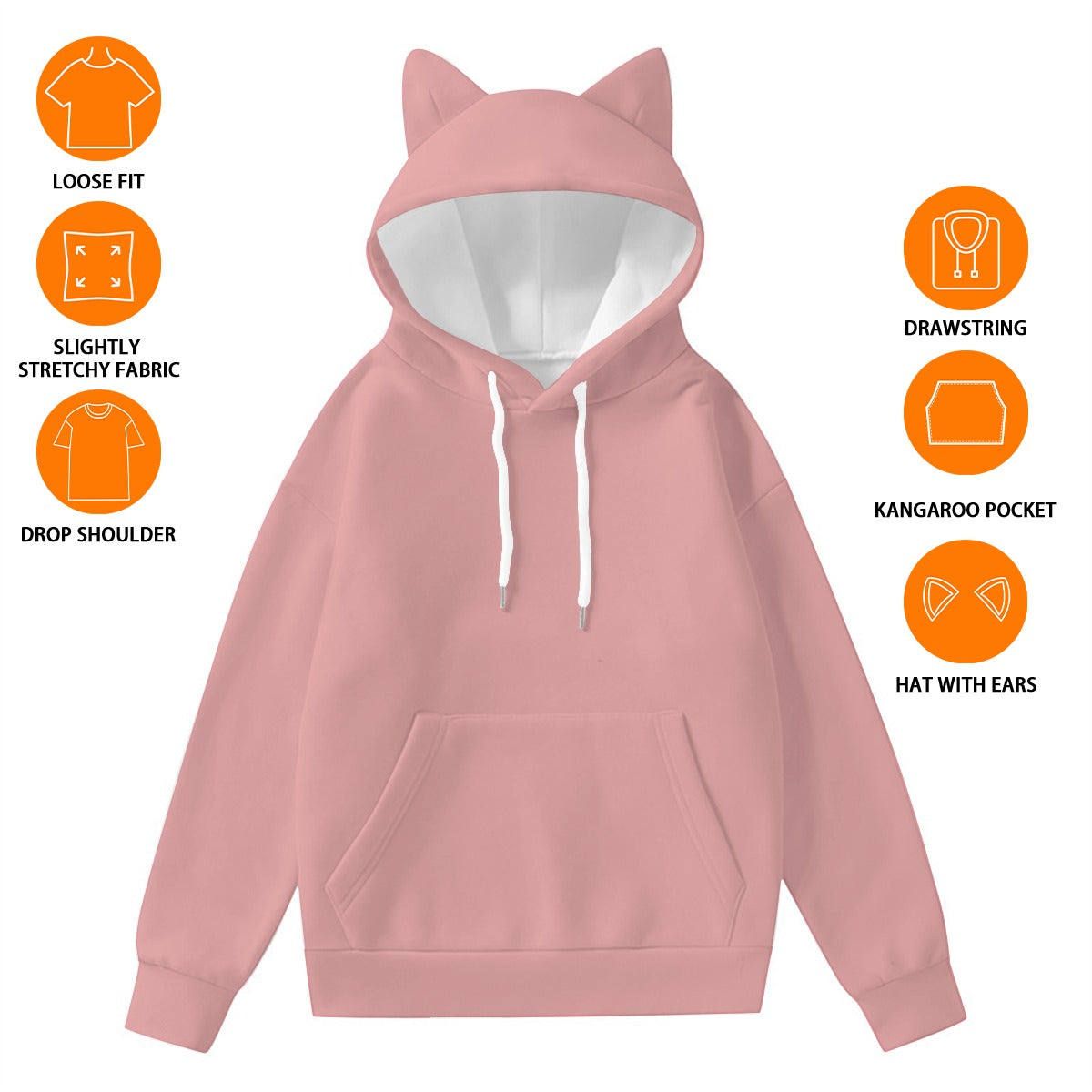 All-Over Print Women’s Hoodie With Decorative Ears