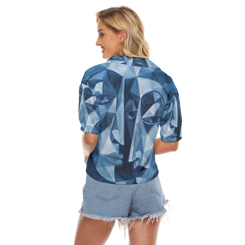 Maglie da donna con scollo a V e stampa all-over