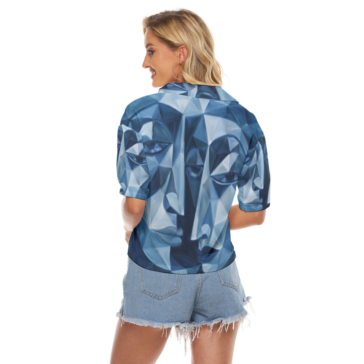 Maglie da donna con scollo a V e stampa all-over